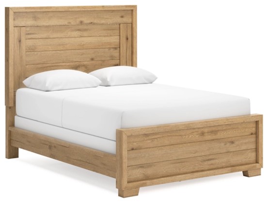 B841-Qbed-Panel Galliden Queen Bed Light Brown