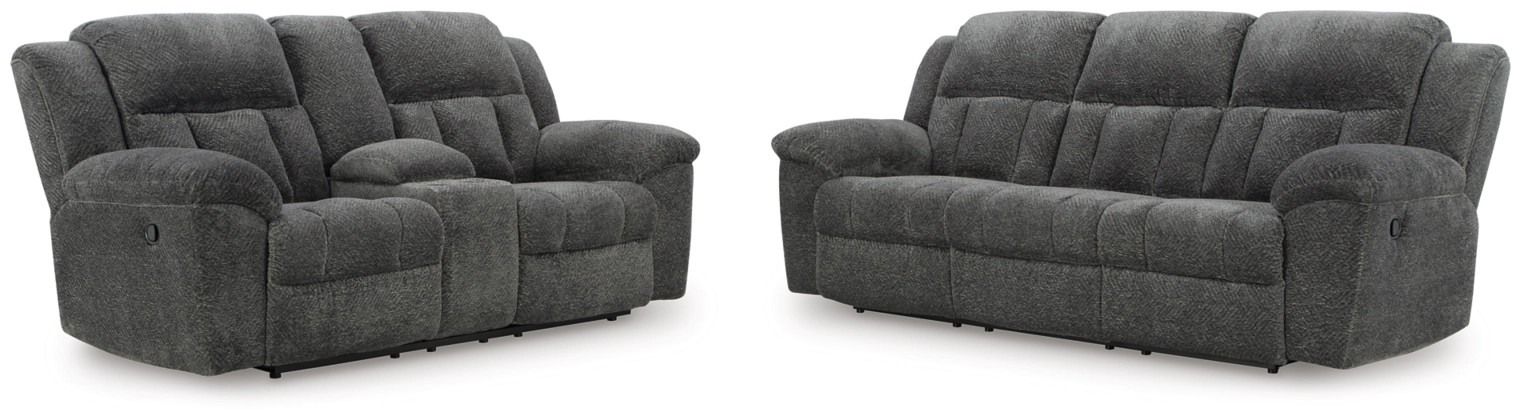 Frohn-Reclining Sofa and Console Loveseat- Graphite