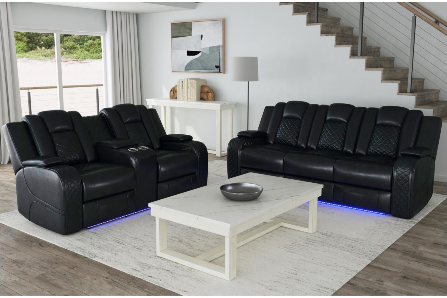 Carlo Sofa and Loveseat Black