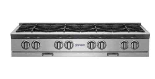 BlueStar Platinum Series 48 Inch Gas Rangetop with 8 Open Burners, Plated Trim
